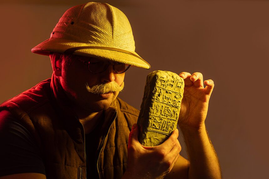 A,Funny,Elderly,Archaeologist,From,The,19th,Century,Holds,An - برفيلكس - brieflex بعد اكتشاف آثار جديدة.. ماذا تعرف عن الآثار المصرية المهربة وأسعارها عالميًا؟ - برفيلكس - brieflex
