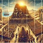 DALLE 2025-04-14 185439 - An imaginative and creative rectangular digital artwork showing the discovery of a lost ancient Egyptian city near Alexandria The scene is divided in - برفيلكس - brieflex  - برفيلكس - brieflex