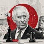 Political collage of two aging men in suits with a red target behind them and chess pieces in foreground. - برفيلكس - brieflex