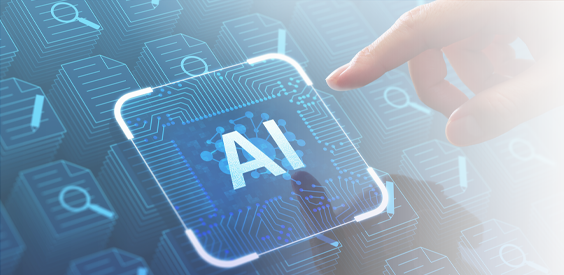 Hand taps a futuristic AI chip outlined on a glowing circuit board, symbolizing artificial intelligence in tech. - برفيلكس - brieflex